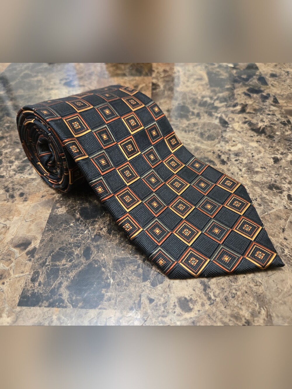 Vintage Tango Geometric Patterned 100% Silk Tie